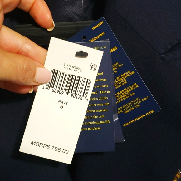 NWT Polo Ralph Lauren Women's Double Breast Wool Crest Patch Blazer Jacket 8 - Picture 8 of 9